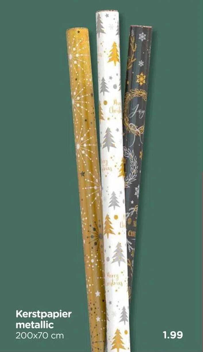 Kerstpapier metallic 200x70 cm