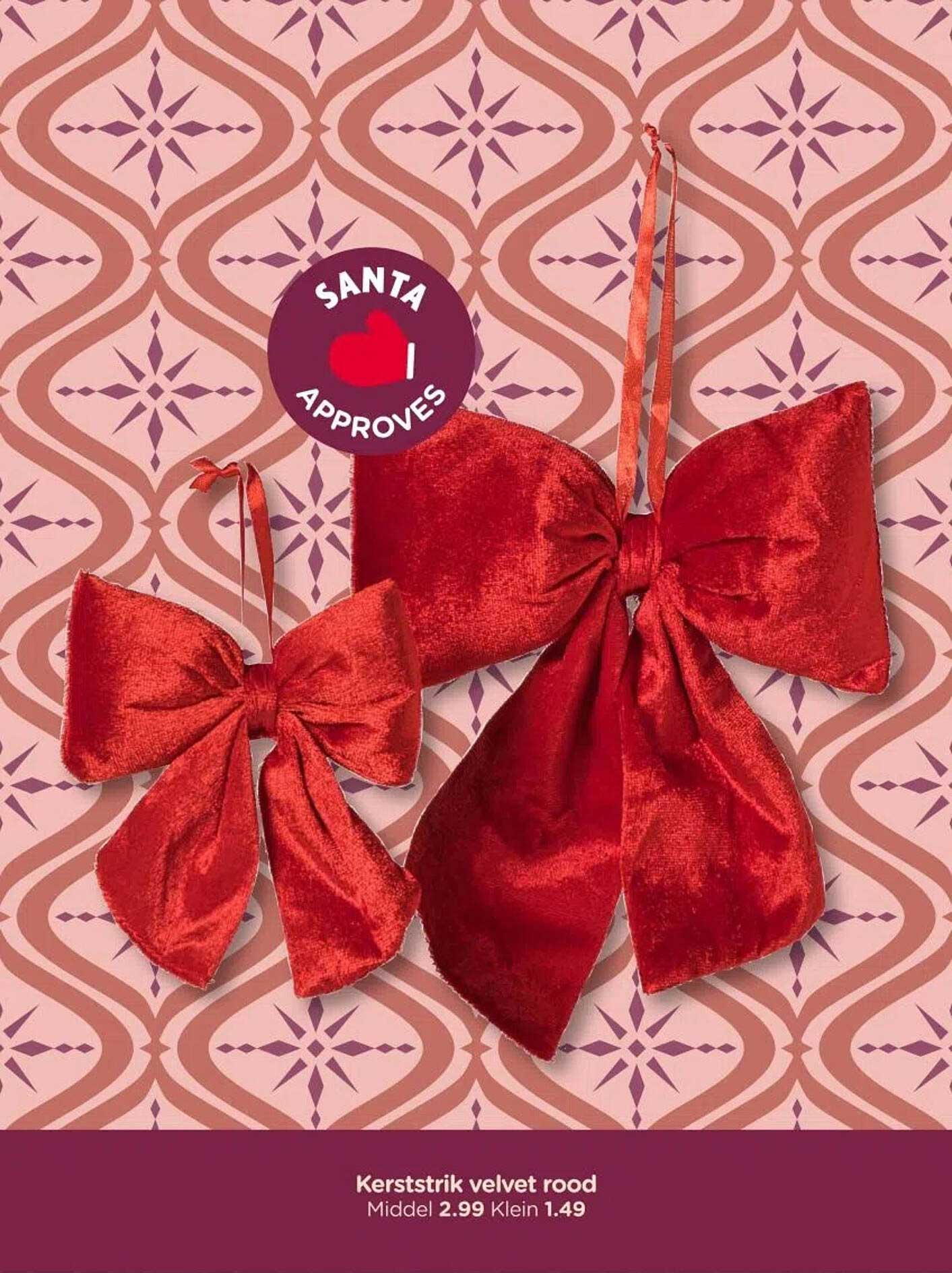 Kerststrik velvet rood