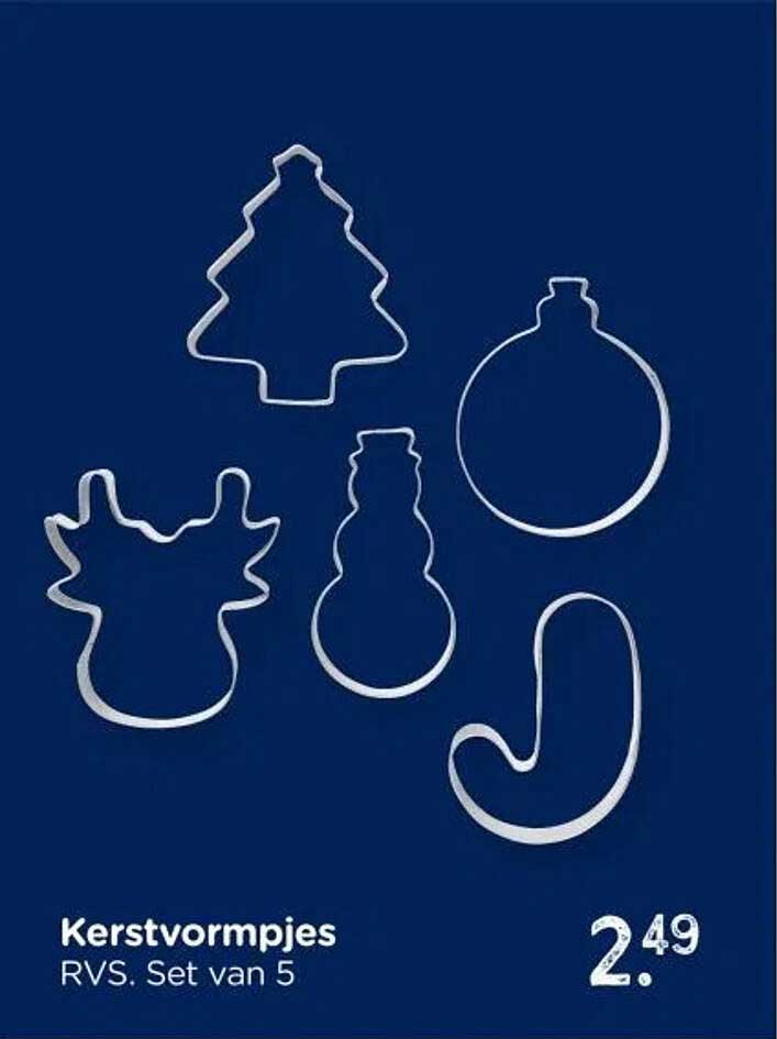 Kerstvormpjes RVS. Set van 5