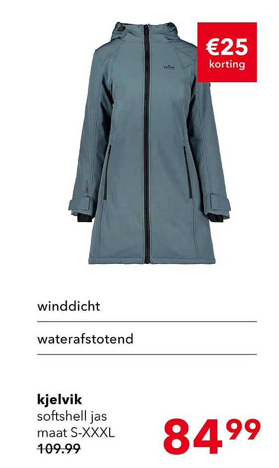 kjelvik softshell jas maat S-XXXL