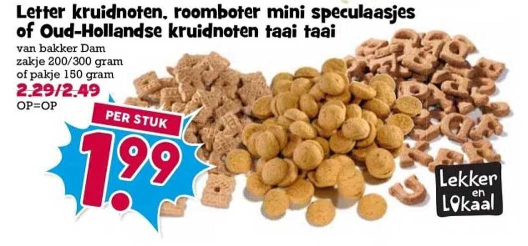 Letter kruidnoten, roomboter mini speculaasjes of Oud-Hollandse kruidnoten taai taai