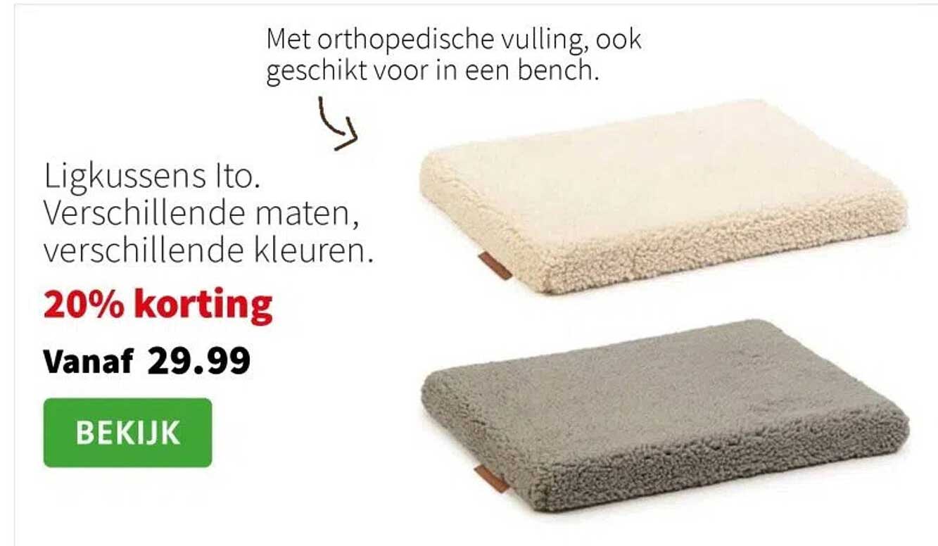 Ligkussens Ito. Verschillende maten, verschillende kleuren.