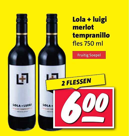 Lola + luigi merlot tempranillo fles 750 ml