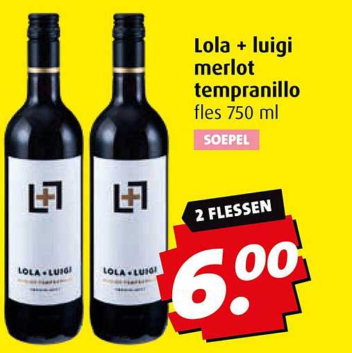 Lola + luigi merlot tempranillo fles 750 ml