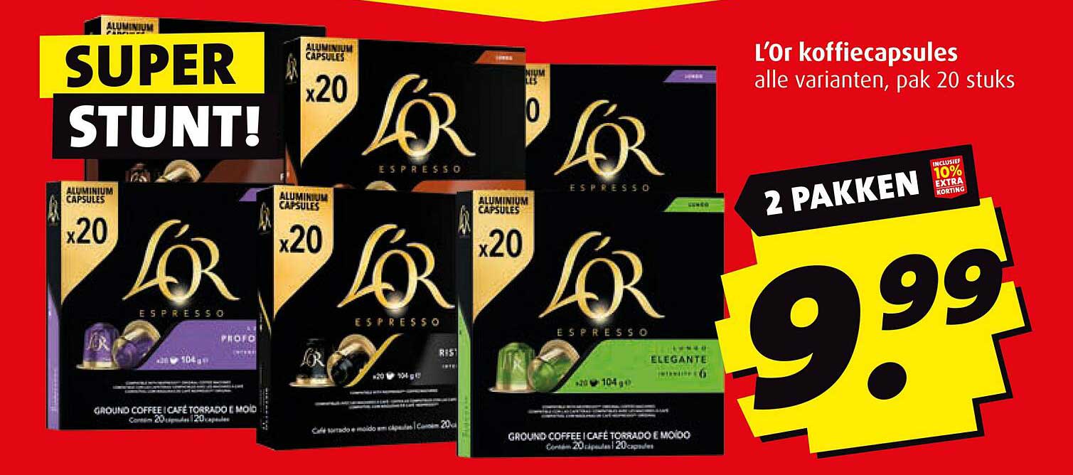 L’Or koffiecapsules alle varianten, pak 20 stuks