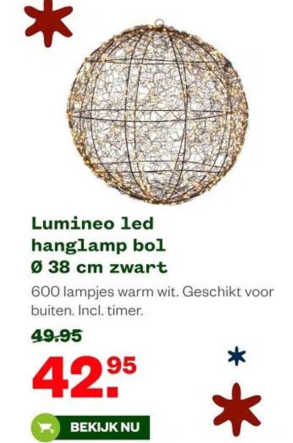 Lumeneo led hanglamp bol Ø 38 cm zwart