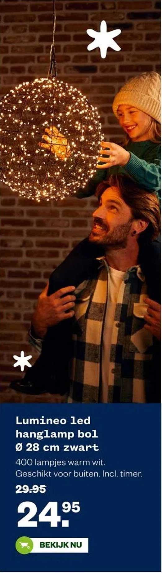 Lumino led hanglamp bol Ø 28 cm zwart