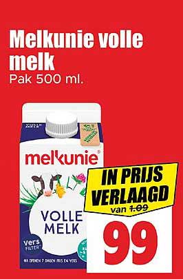 Melkunie volle melk Pak 500 ml.
