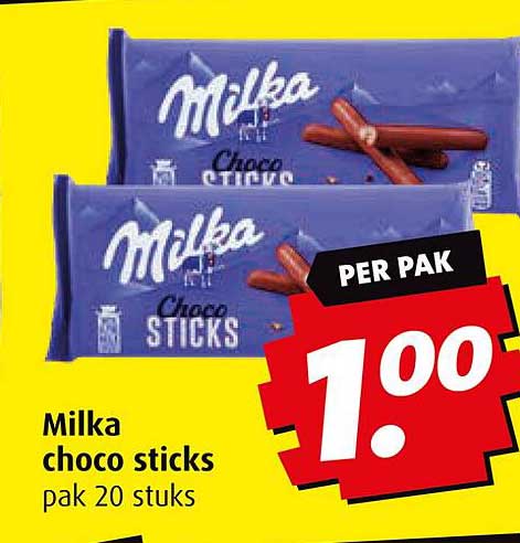 Milka choco sticks pak 20 stuks