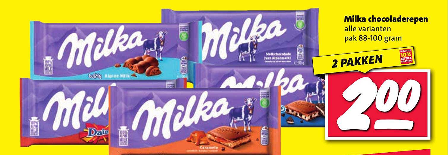 Milka chocoladerepen alle varianten pak 88-100 gram