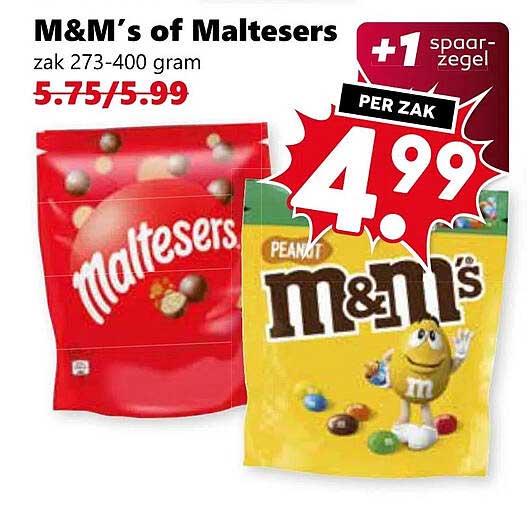 M&M’s of Maltesers zak 273-400 gram