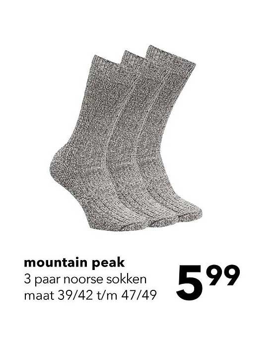 mountain peak 3 paar noorse sokken maat 39/42 t/m 47/49