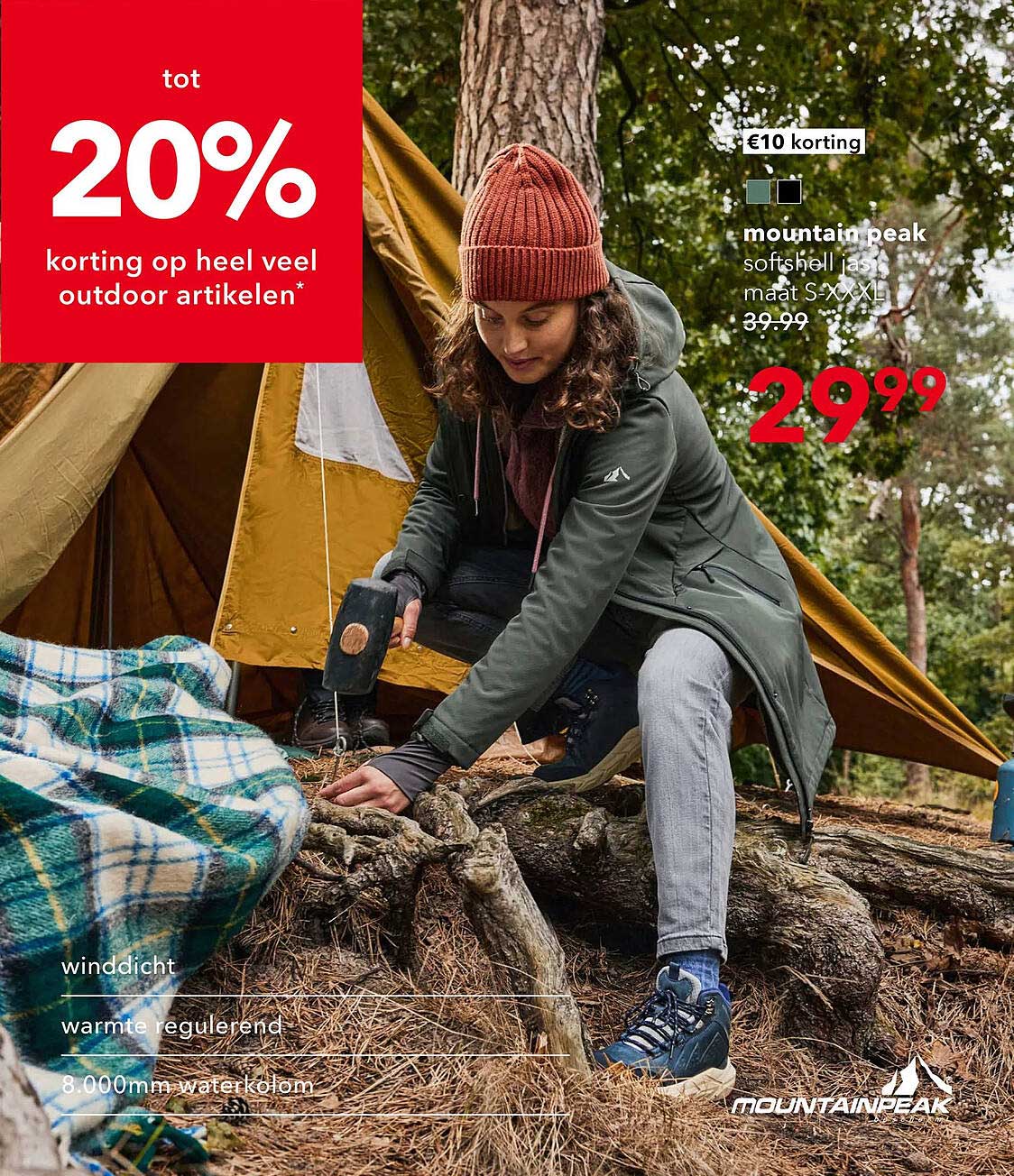 Mountain Peak softshell jas maat S-XXL van €39,99 voor €29,99