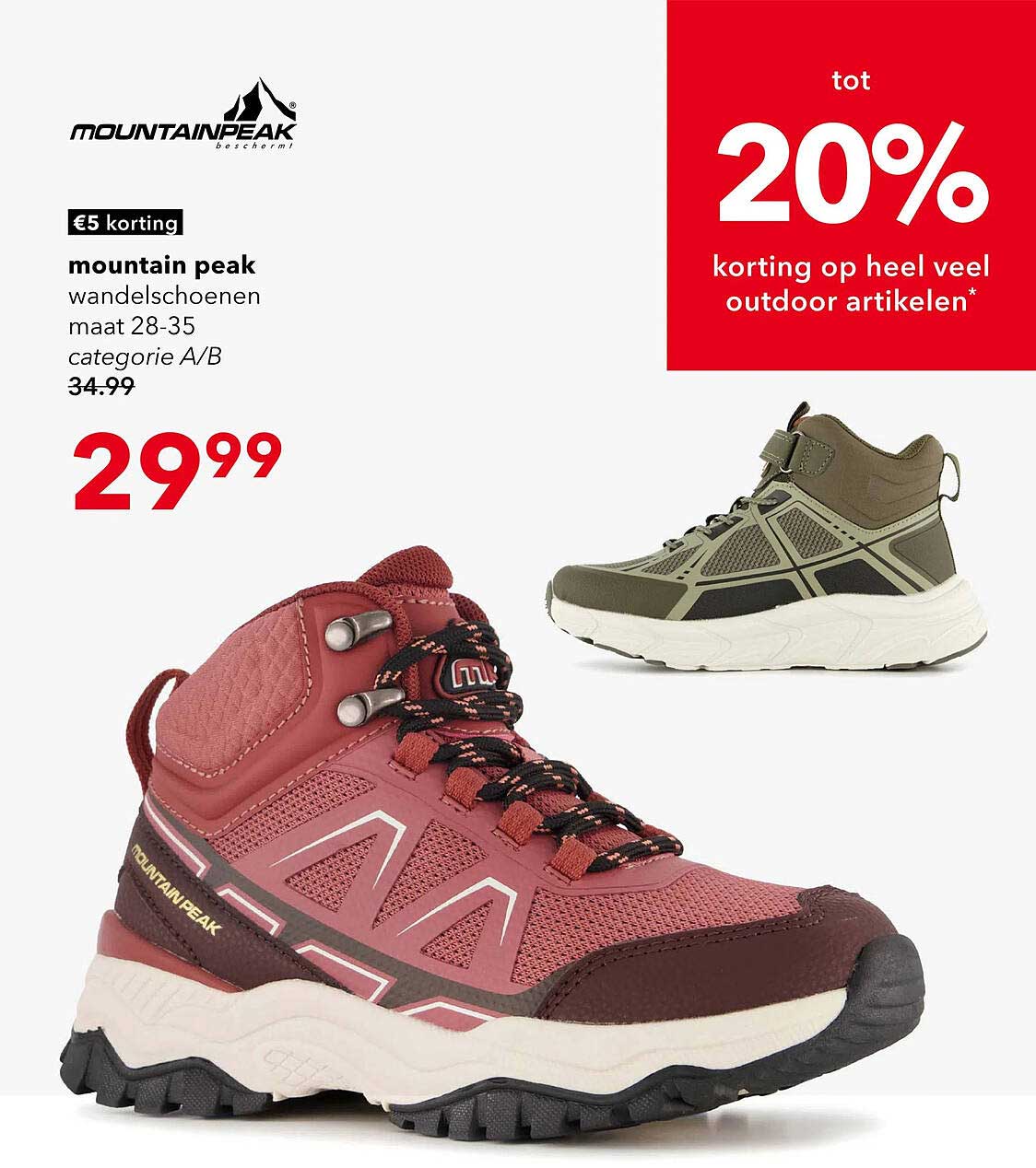 mountain peak wandelschoenen maat 28-35 categorie A/B