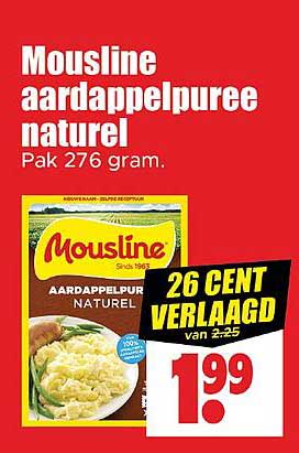 Mousline aardappelpuree naturel Pak 276 gram.