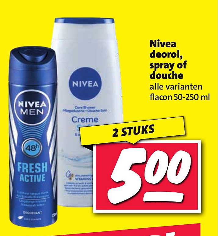 Nivea deodorant, spray of douche alle varianten flacon 50-250 ml