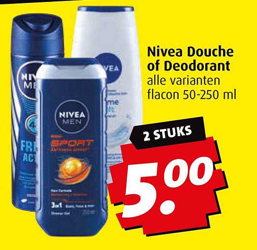 Nivea Douche of Deodorant alle varianten flacon 50-250 ml