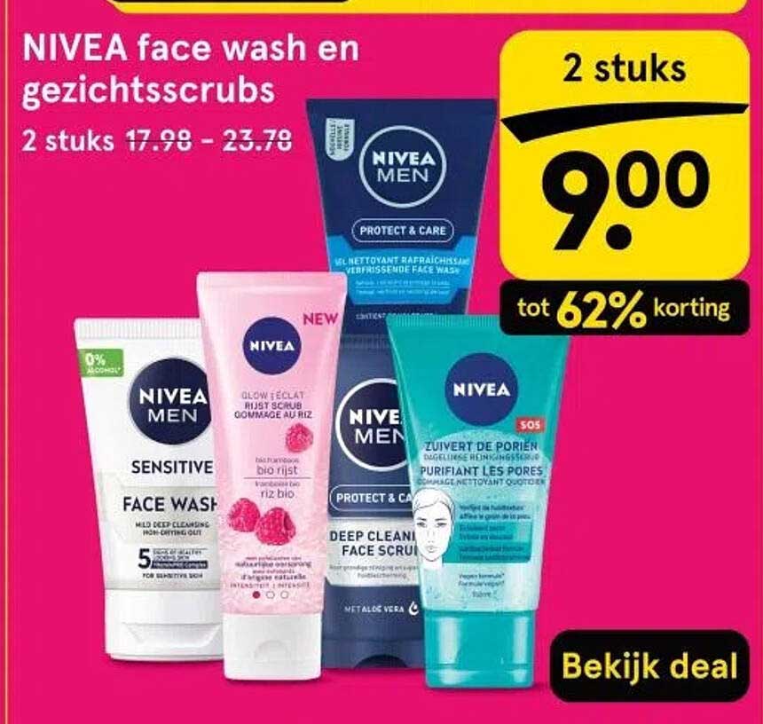 NIVEA face wash en gezichtsscrubs