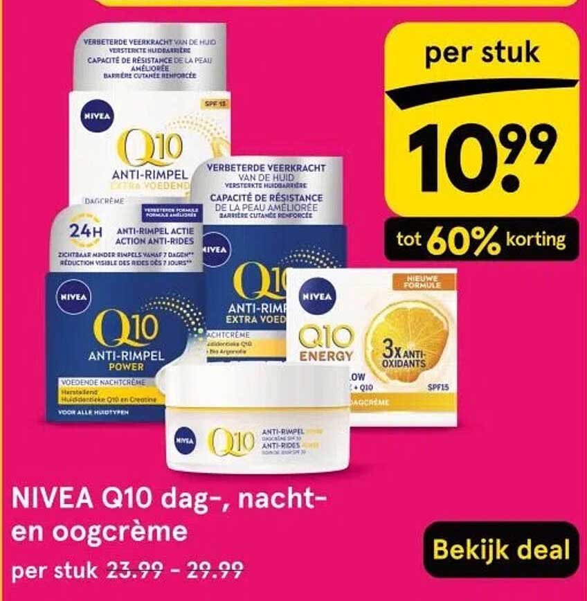 NIVEA Q10 dag-, nacht- en oogcrème per stuk 23.99 - 29.99