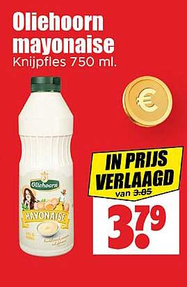 Oliehoorn mayonaise Knijpfles 750 ml.