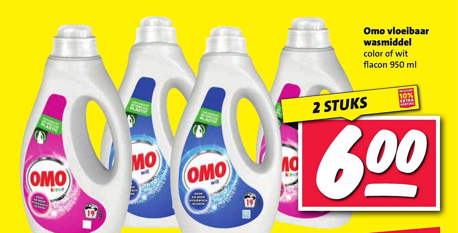 Omo vloeibaar wasmiddel color of wit flacon 950 ml