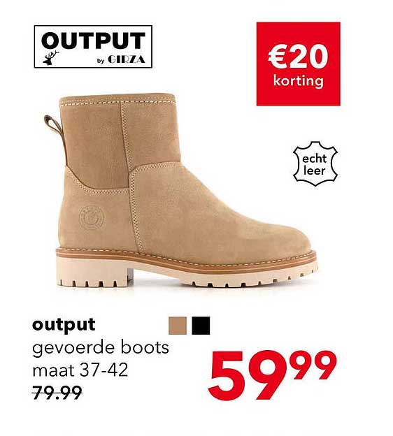 output gevoerde boots maat 37-42