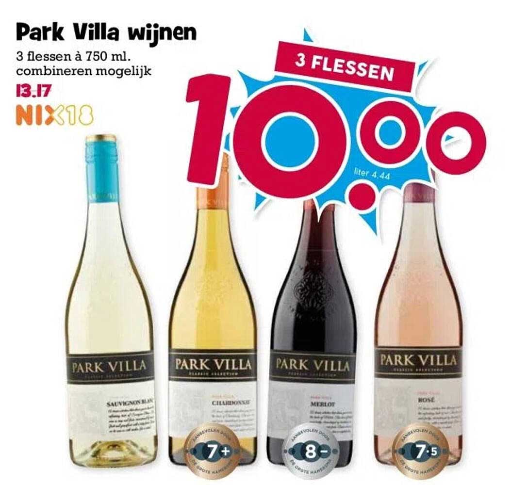 Park Villa wijnen - 3 flessen à 750 ml. combineren mogelijk