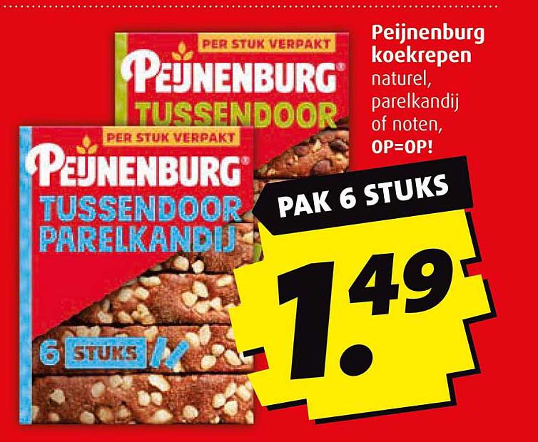 Peijnenburg koekrepen natuur, parelkandij of noten, OP=OP!
