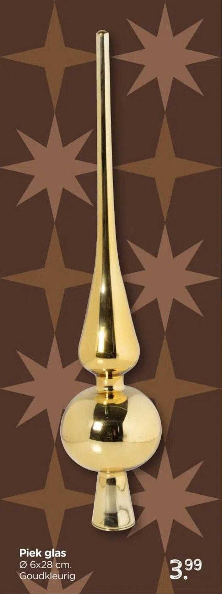 Piek glas Ø 6x28 cm. Goudkleurig