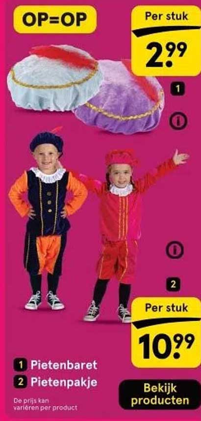 Pietenbaret en Pietenpakje aanbiedingen