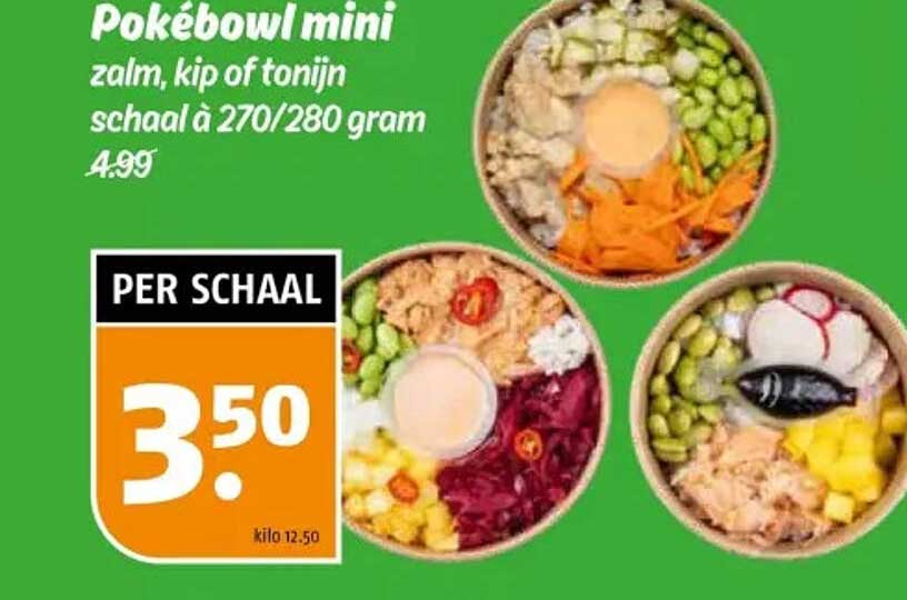 Pokébowl mini zalm, kip of tonijn schaal à 270/280 gram