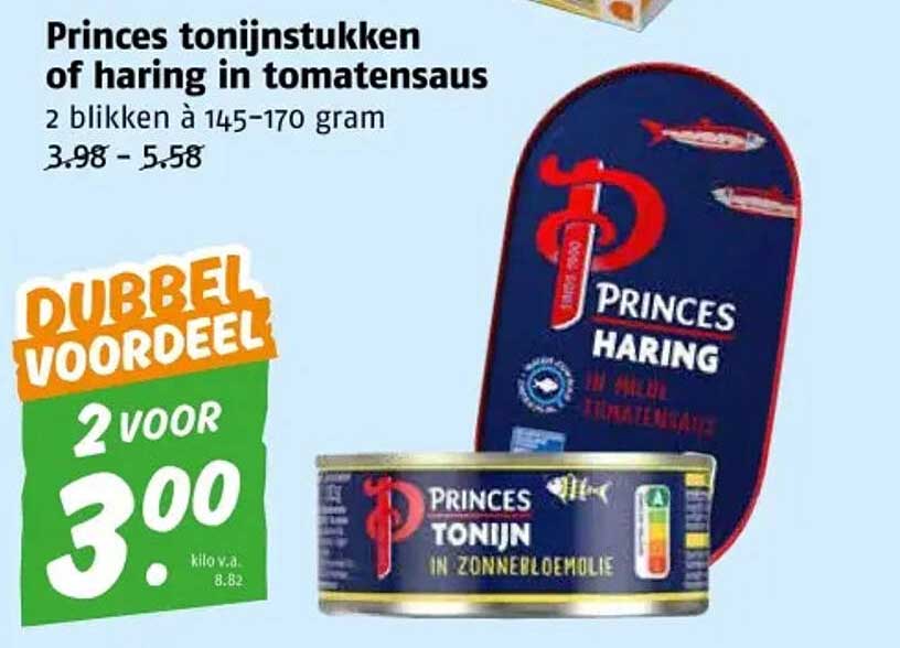 Princes tonijnstukken of haring in tomatensaus