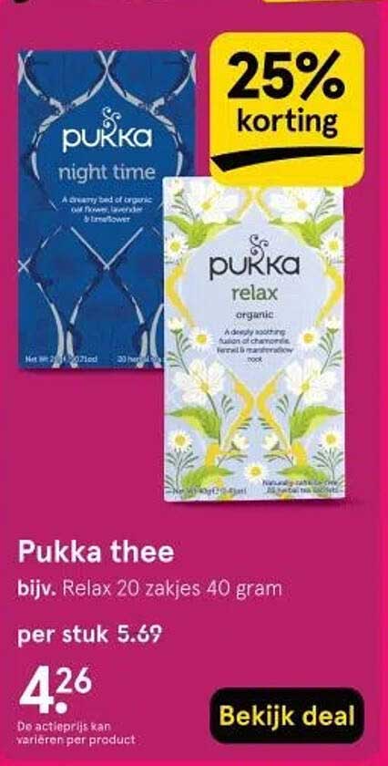 Pukka thee bijv. Relax 20 zakjes 40 gram