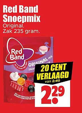 Red Band Snoepmix Original. Zak 235 gram.