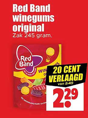 Red Band winegums original Zak 245 gram.