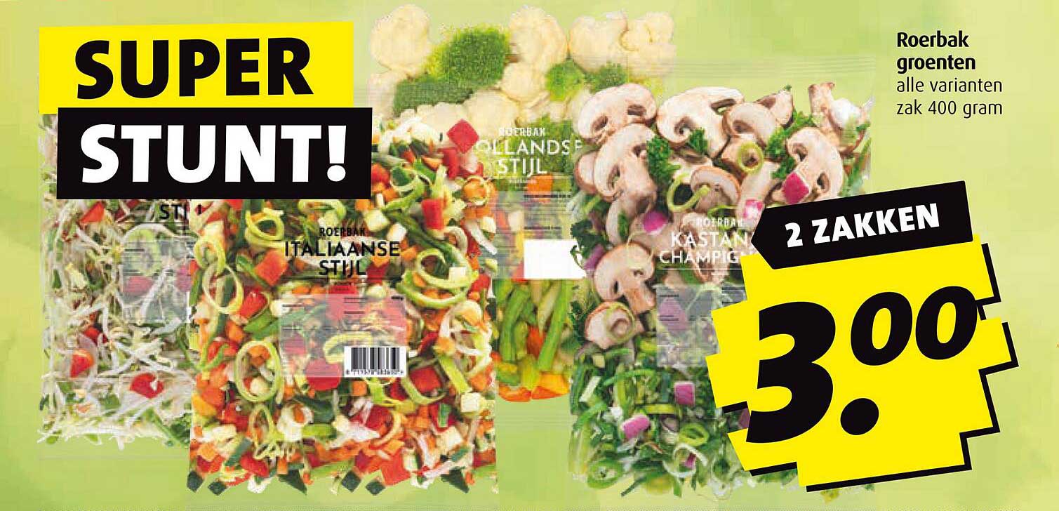 Roerbakgroenten alle varianten zak 400 gram
