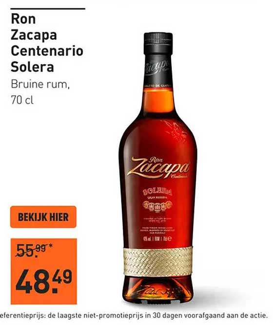 Ron Zacapa Centenario Solera Bruine rum, 70 cl