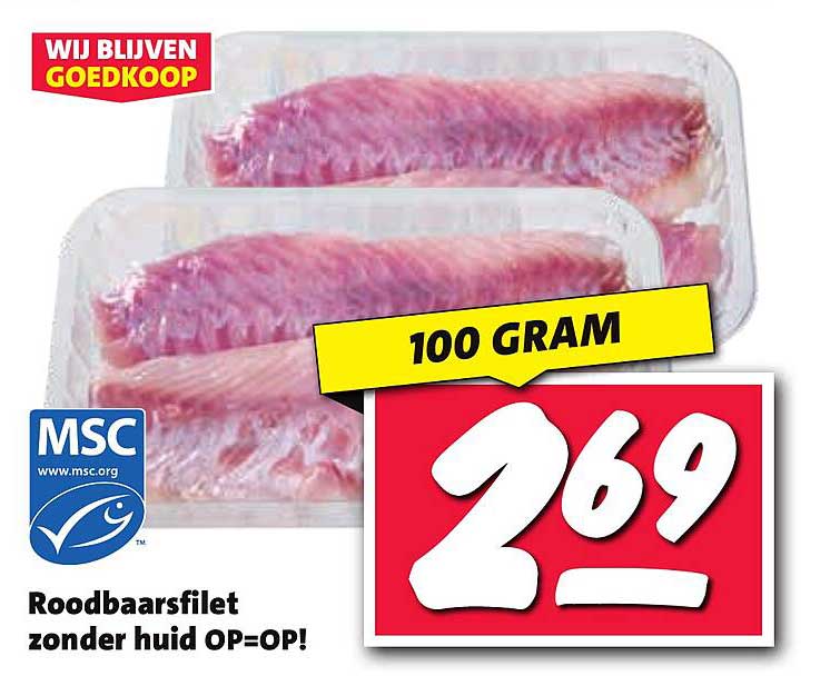 Roodbaarsfilet zonder huid OP=OP!