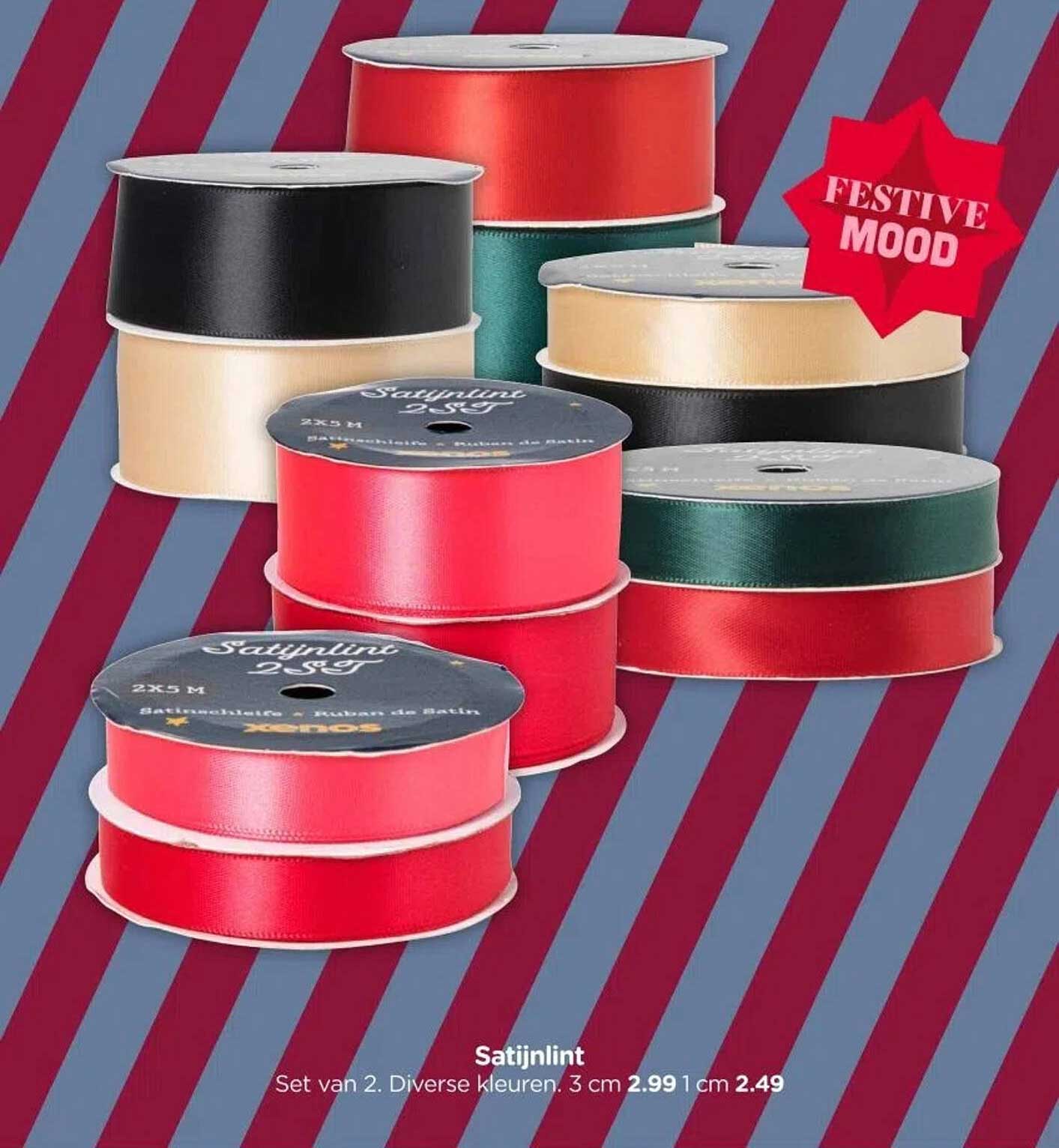 Satijnlint Set van 2. Diverse kleuren. 3 cm 2.99 | cm 2.49