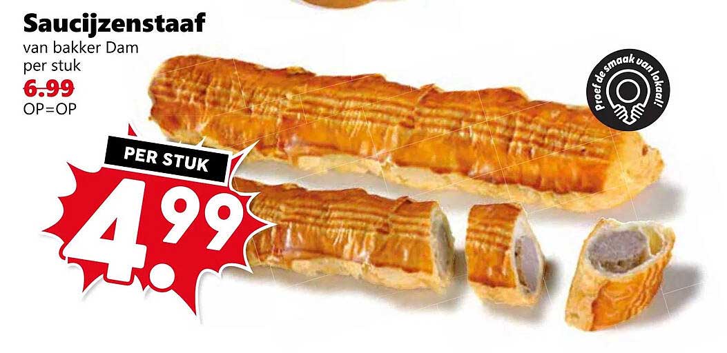 Saucijzenstaaf van bakker Dam per stuk