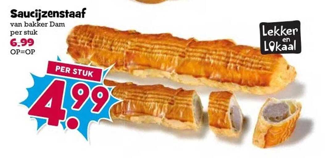 Saucijzenstaaf van bakker Dam per stuk