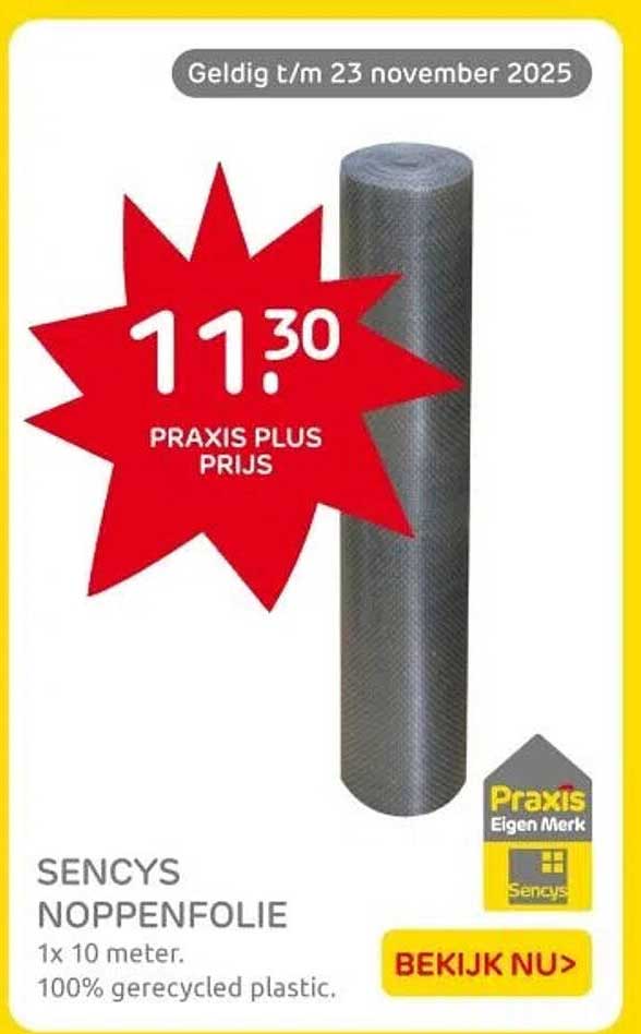 SENCYS NOPPENFOLIE 1x 10 meter. 100% gerecycled plastic.