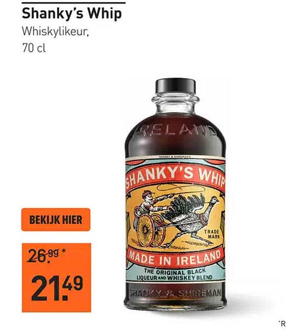 Shanky's Whip Whiskylikeur, 70 cl