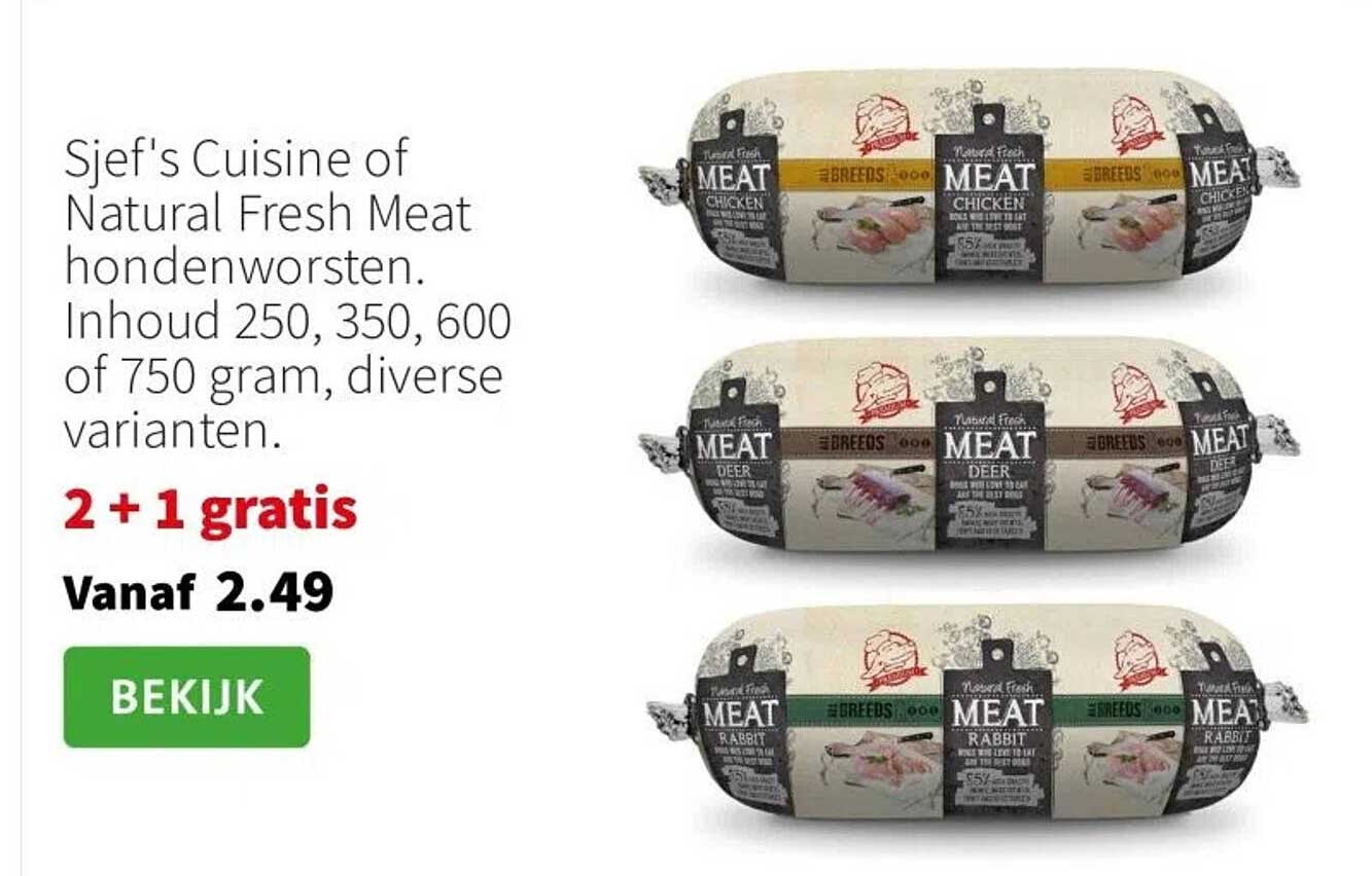 Sjef's Cuisine of Natural Fresh Meat hondenworsten