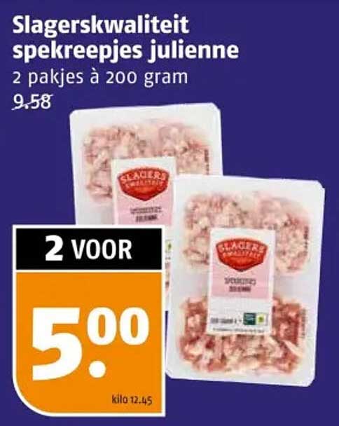 Slagerskwaliteit spekreepjes julienne 2 pakjes à 200 gram