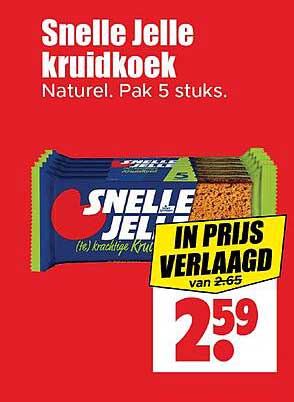 Snelle Jelle kruidkoek Natuur. Pak 5 stuks.