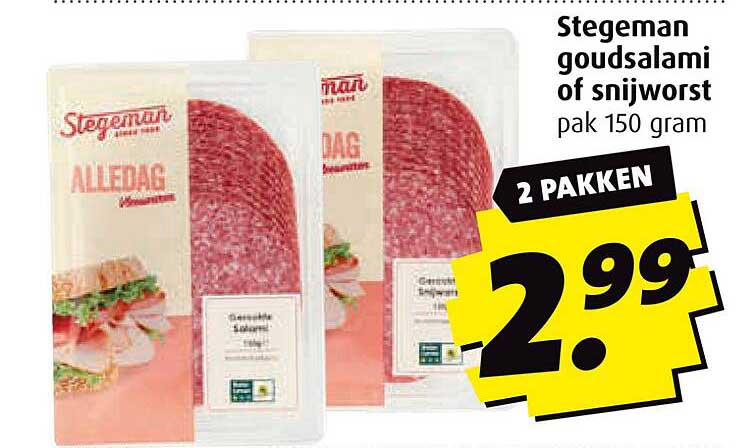 Stegeman goudsalami of snijworst pak 150 gram