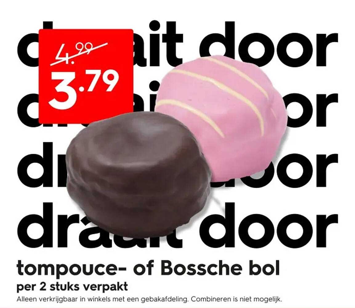 tompouce- of Bossche bol per 2 stuks verpakt