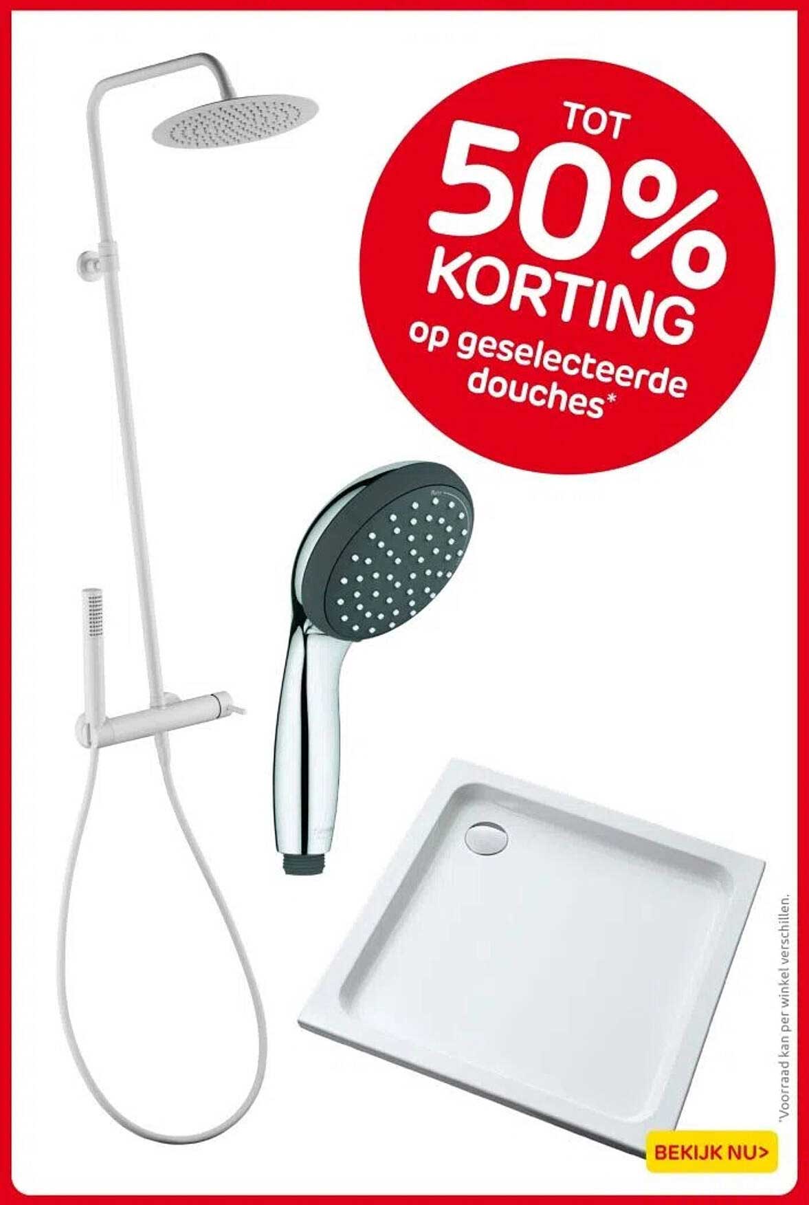 Tot 50% korting op geselecteerde douches