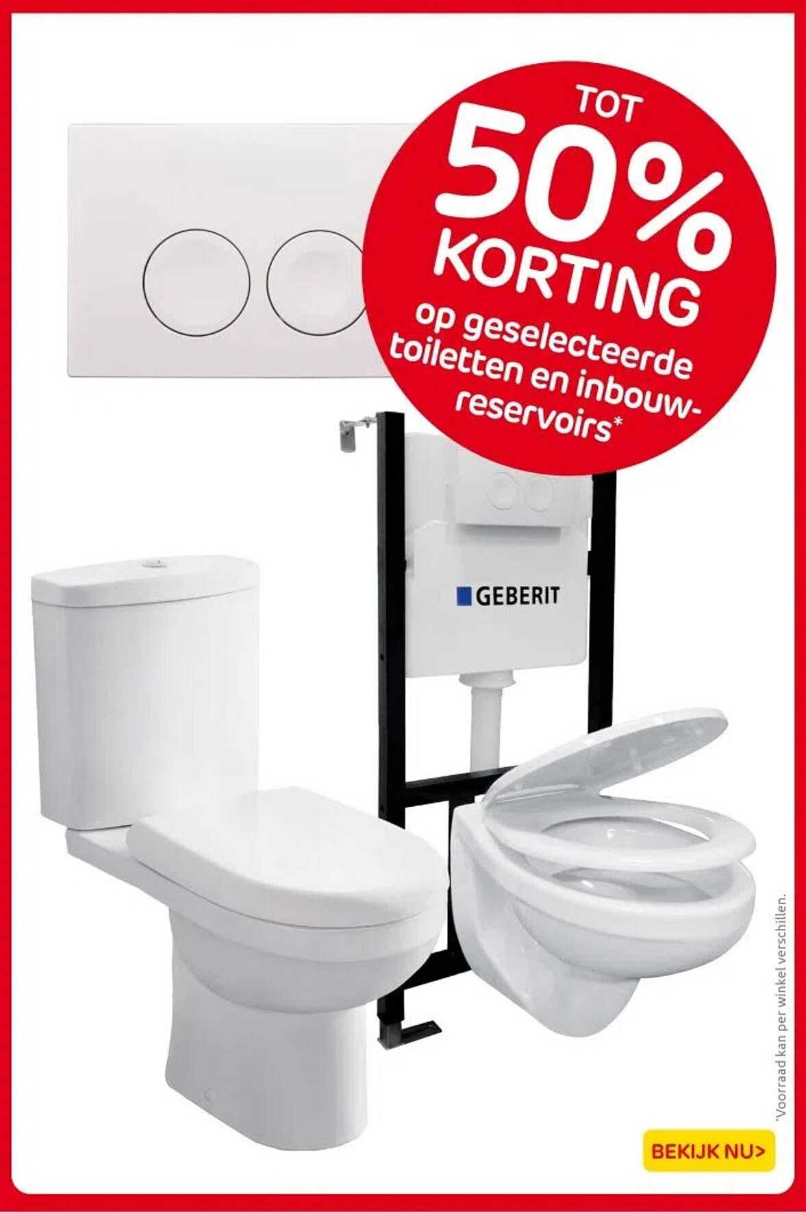Tot 50% KORTING op geselecteerde toiletten en inbouw-reservoirs*